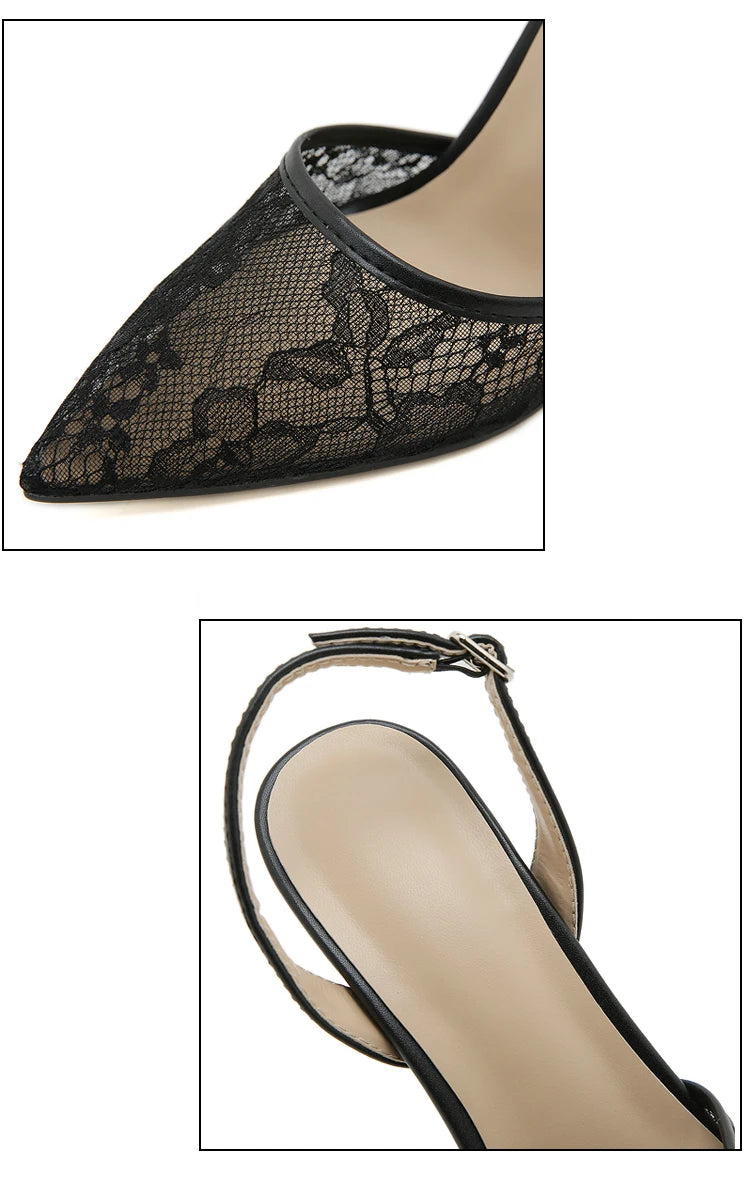 2024 Hot Sale New Elegant Lace, Women's Pointed High Heel Dress Shoes Wedding Shoes