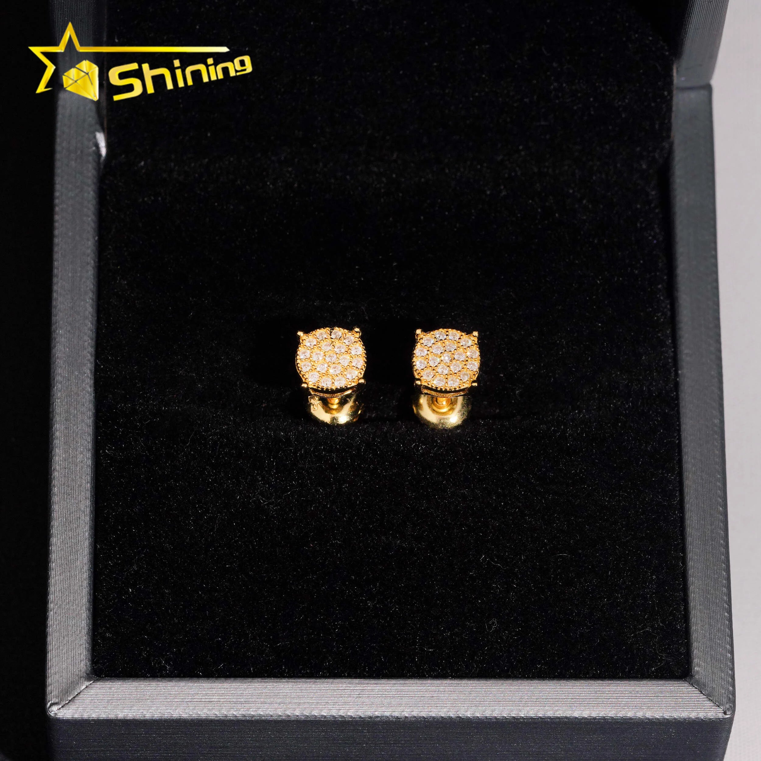 USA Warehouse Fast Shipping 925 Sterling Silver Gold Plated Pass Diamond Test VVS Moissanite Screw Back Stud Earring