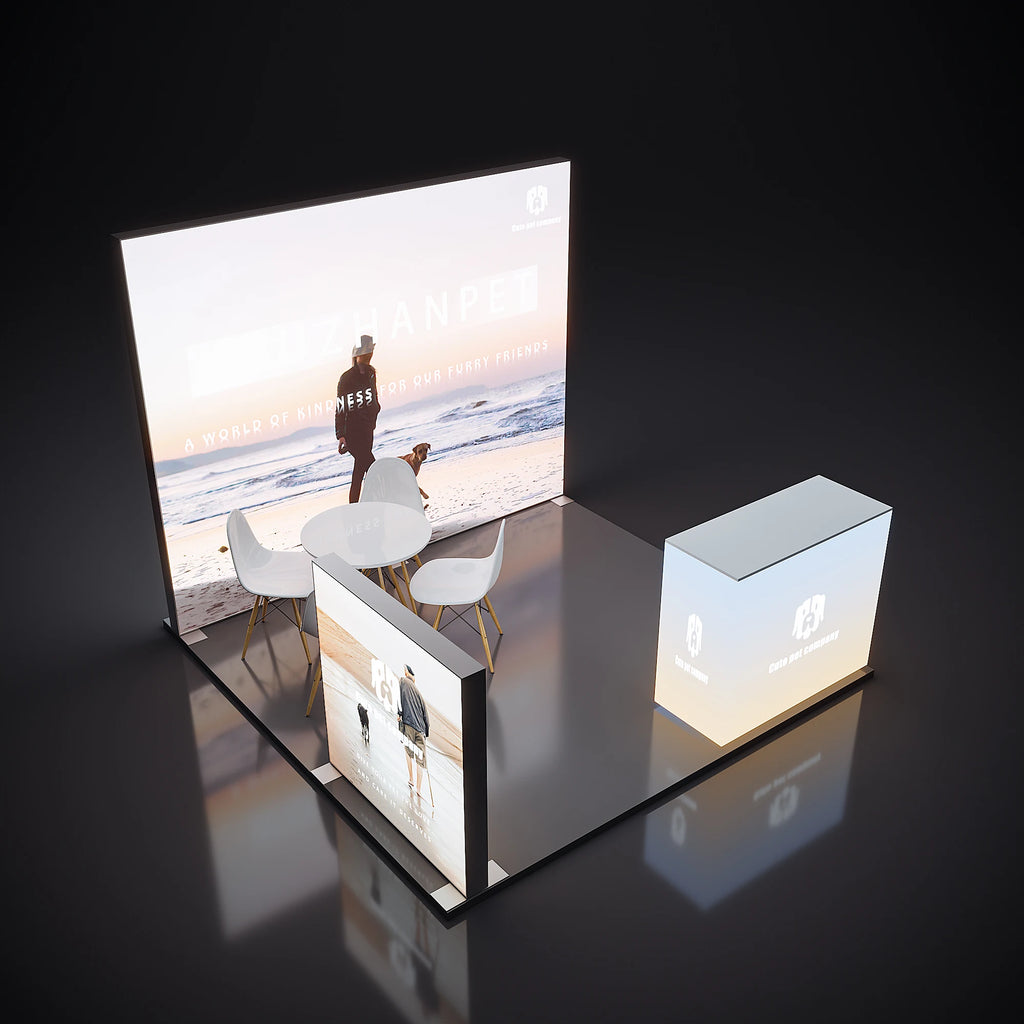 10x10 Aluminium Metal LED Lightbox Stand Trade Show Modular Stand Custom Advertising LED Exhibition Lightbox Trade Show Booth