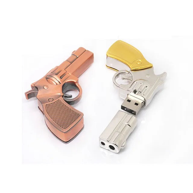 High Quality Copper Gun-Shaped  4GB Custom Shaped Pen Drive with USB 2.0 Interface New Product  Metal USB Flash Drive