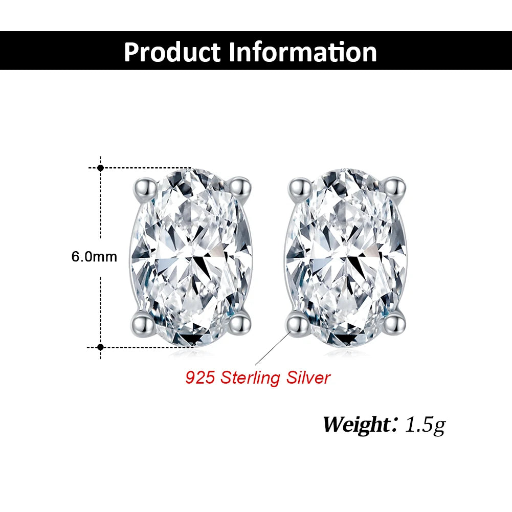SME13 Pass Diamond Test Stone Moissanite Rhodium Plated 925 Sterling Silver Earring Studs for Women Men