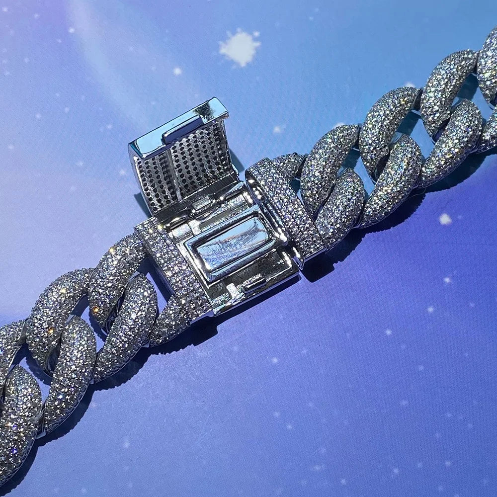 18mm Cuban Chain Link Necklace Iced Zircon Gold Plated Copper Hip Hop Jewelry for Men Women Multi Size Color Wholesale Custom