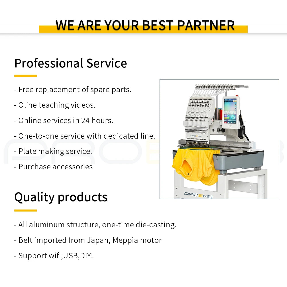 PROEMB FW-1501R Stock in US Home Use Single Head Latest Automatic Computer Cap 3D Computerized Patch Embroidery Machine