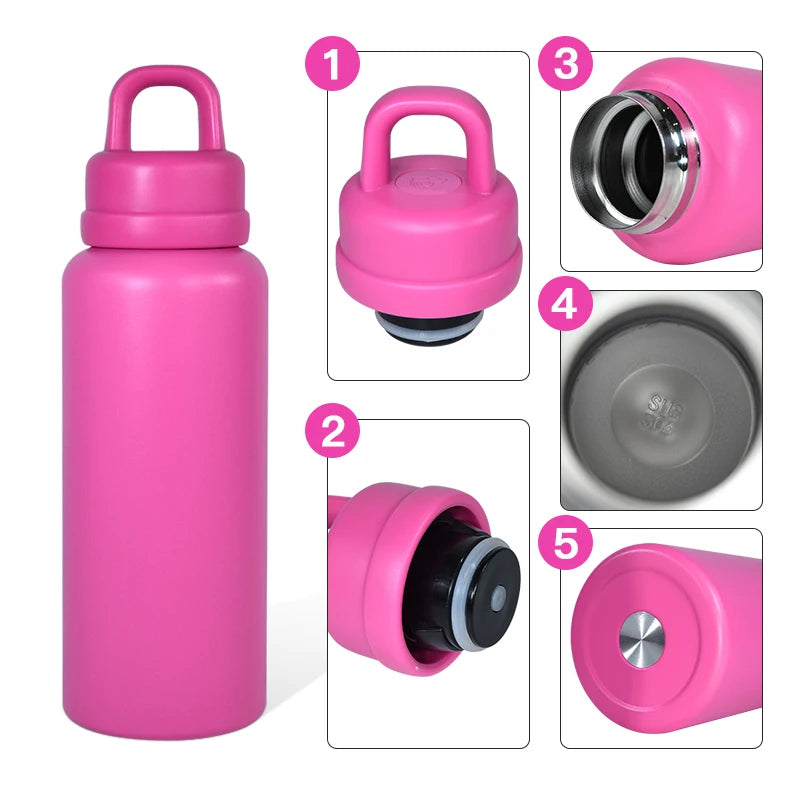 US RTS 26oz Stainless Steel Water Bottle Powder Coating Double Walled Tumbler Press Open Lid Vacuum Flask for Laser Hot Pink