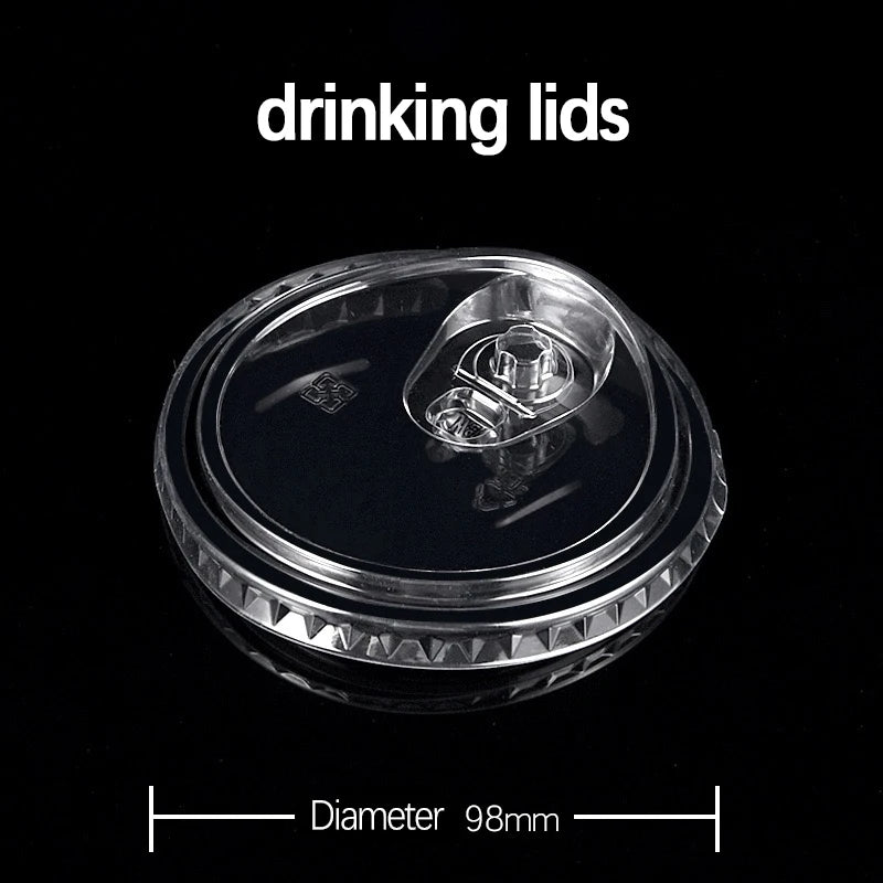 1,000 Count Custom Printing Disposable Clear PET Cup Lids Reusable Plastic Cup for Take Away Coffee Juice Drink Milk