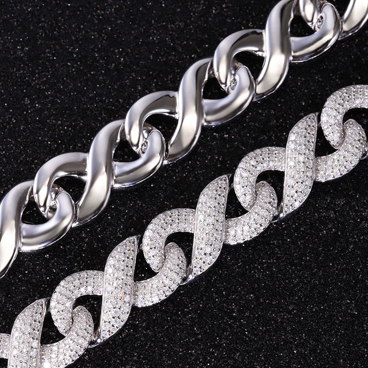 13mm Infinite Cuban Link Chain S925 Silver White Gold Plated Vvs Moissanite Cuban Necklace Infinity Rapper Hiphop Jewelry