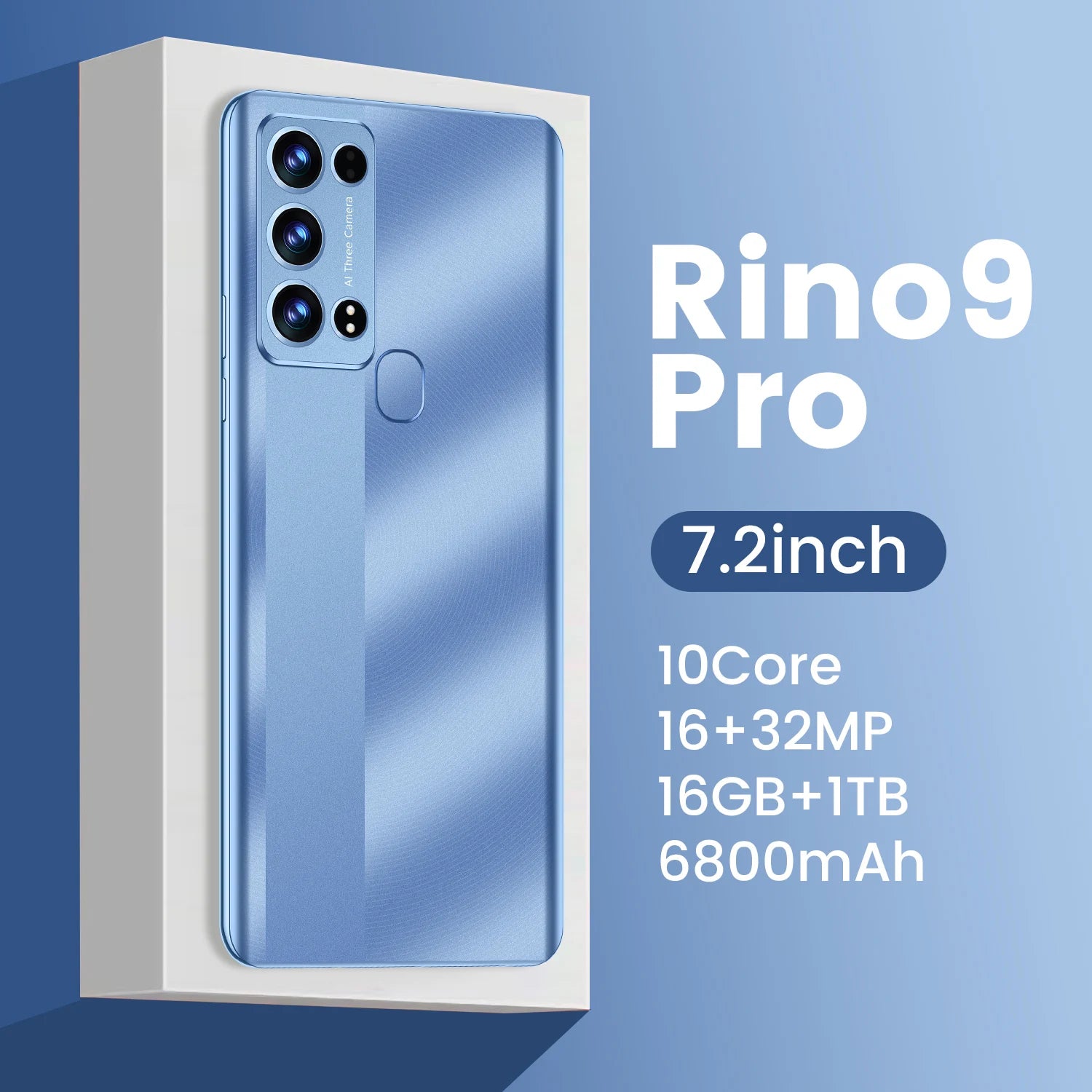 2023 New Arrival Rino9 Pro 16GB+1TB 16MP+32MP Android 12 Unlocked Cell Phone Dual SIM Card Mobile Smart Phone
