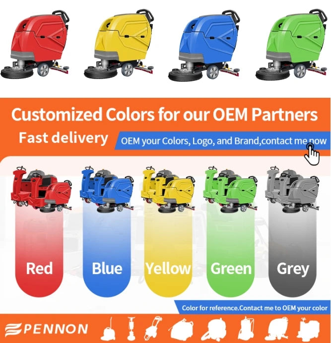 2024 Simple Design Industrial Supermarket Walk Behind Compact Floor Scrubber Walk Behind Floor Washing Machine Floor Dryer