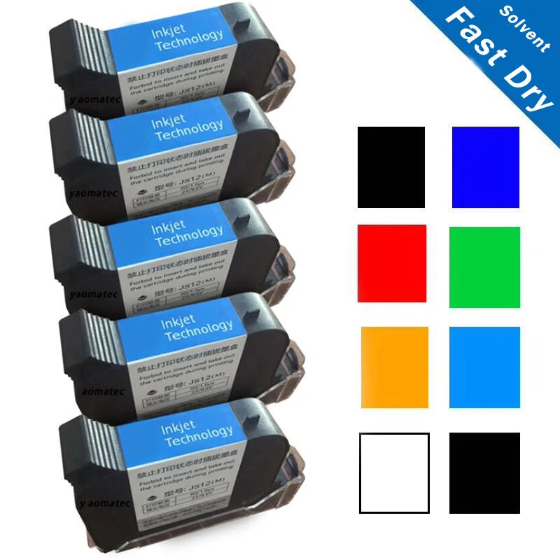 12.7mm JS12 Compatible 3S Quick Dry Eco Solvent Handheld Hand Jet Inkjet Printer Ink Cartridge 2588+