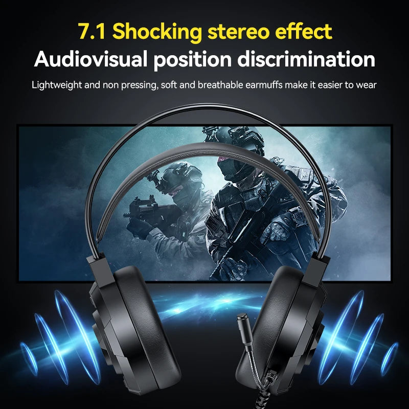 7.1 USB Gaming Headset Bass Stereo Over-head Earphone Pc Laptop Microphone Wired Headset Earphone and Headphone for Computer PC