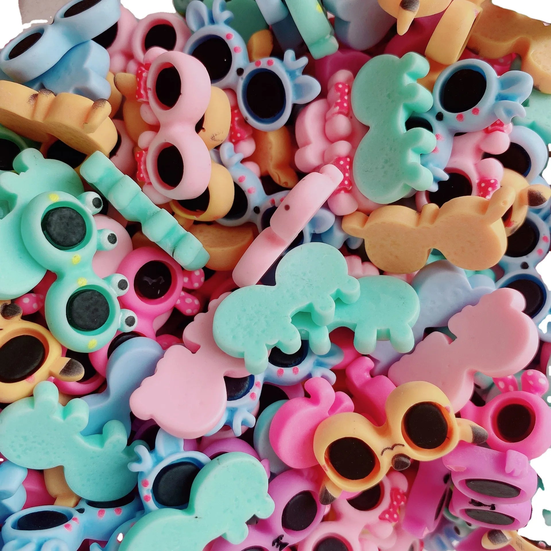 100Pcs Cute Mini Cartoon Glasses Flatback Resin Cabochon Nails Art Manicure Decoration DIY Craft Nail Charms Accessories