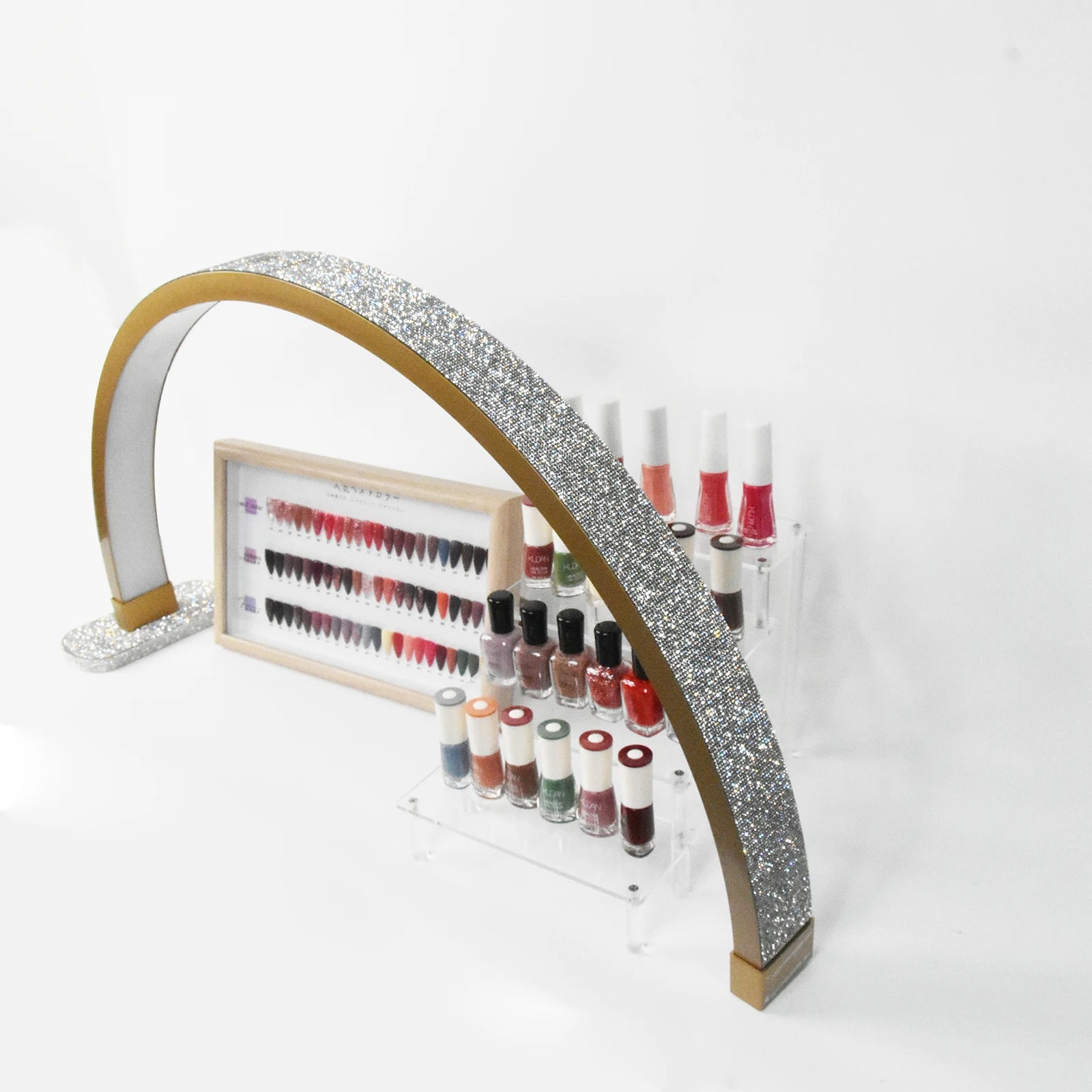 Golden Crystal Table Lamp High Quality 30inch Led Half Moon UV Nail Lamp With Phone Holder Desktop Arch Nail Lamp for Beauty
