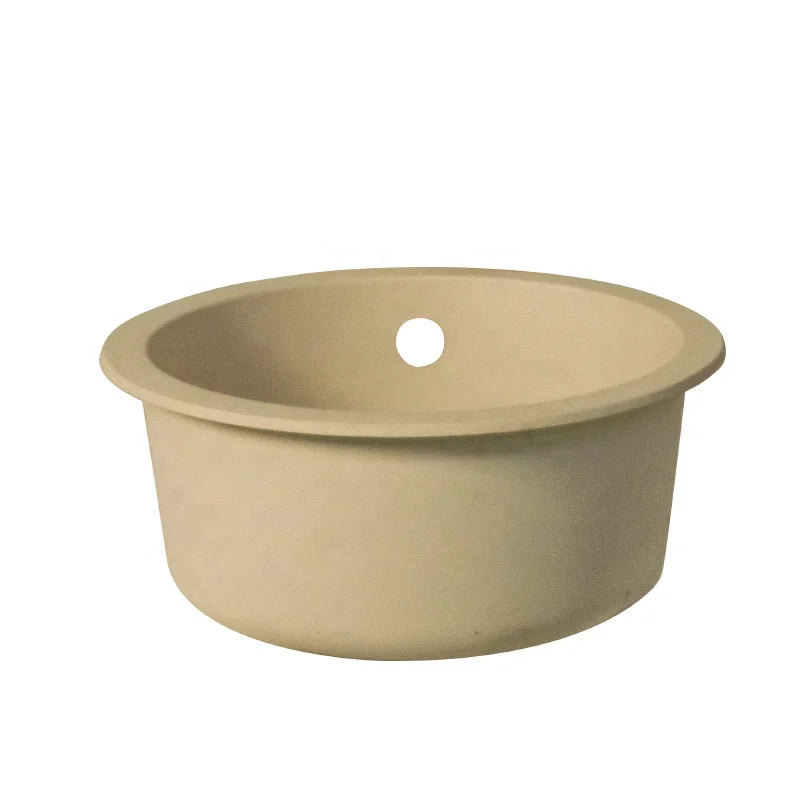 SHKRT Gorgeous Single Bowl Round Quartz Sink 410mm Mini Modern Oatmeal Sink Lowest Price Without Drainer