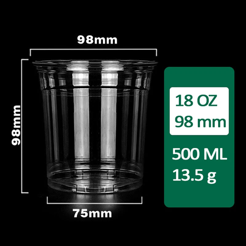 1,000 Count Custom Printing Disposable Clear PET Cup Lids Reusable Plastic Cup for Take Away Coffee Juice Drink Milk