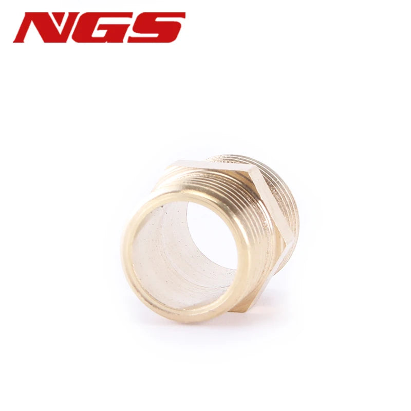 1/8\" 1/4\" 3/8\" 1/2\" 3/4\" 1\"BSP Double Male Thread Brass Copper Pipe Hex Nipple Fitting Quick Adapter Male Male Reduce