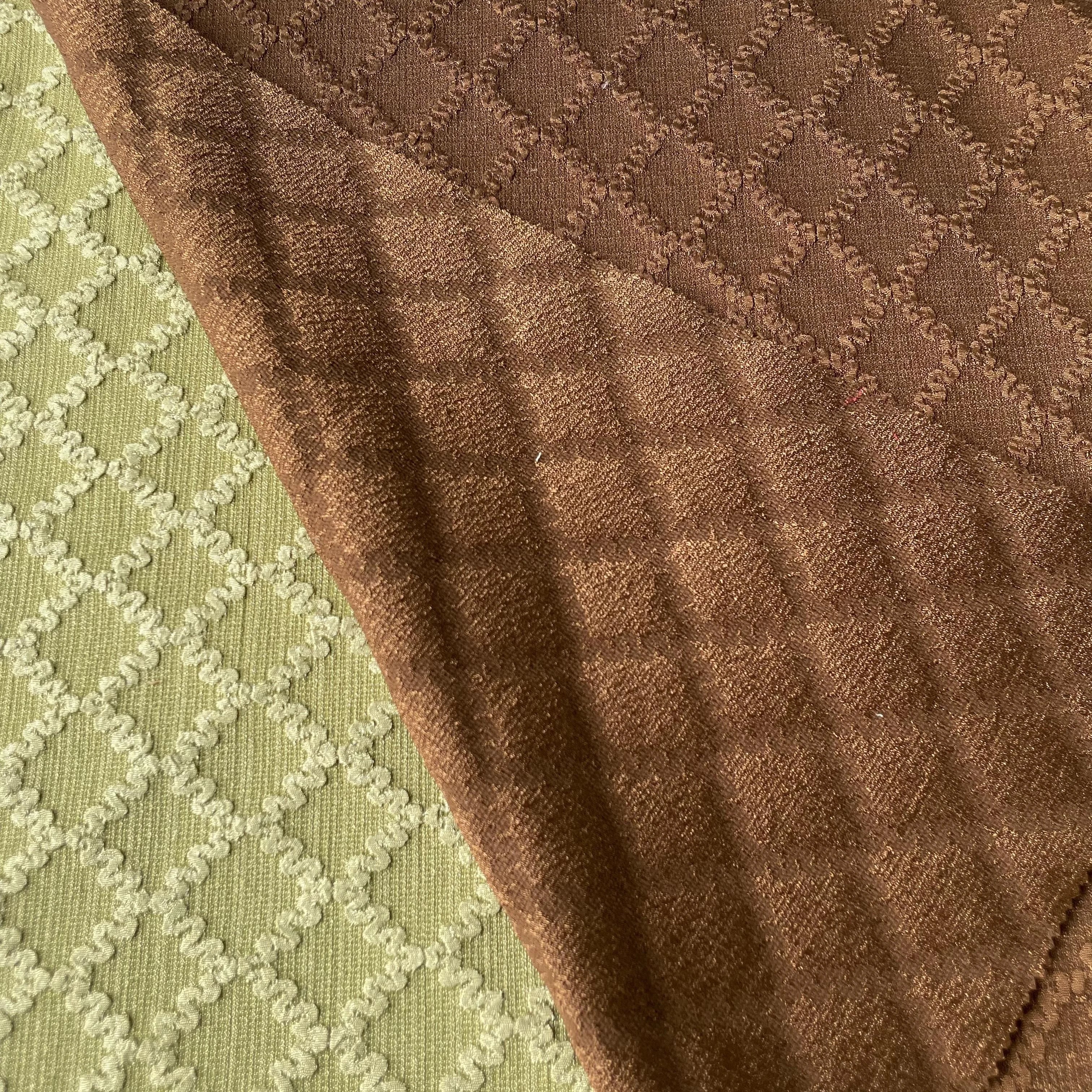 100%polyester Square Lattice Pattern Design Embossed Jacquard Fabrics by the Yard