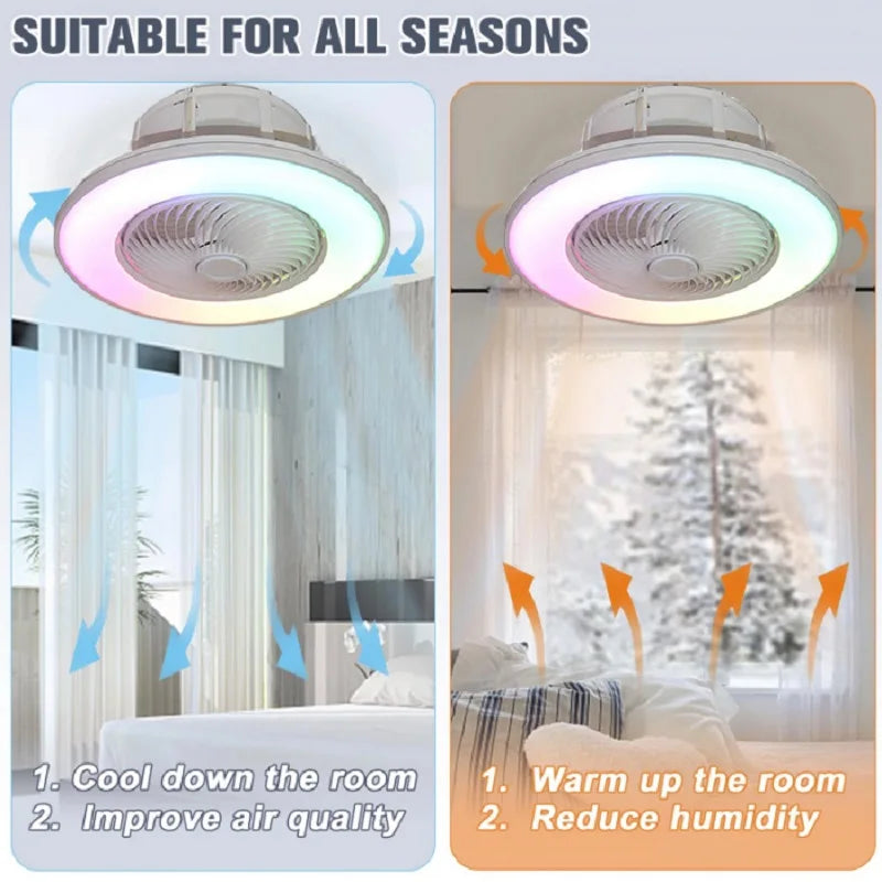 LEDEAST XH-TW1F 36W RGB Low Noise Tuya Wifi Remote Control Smart Led Ceiling Fan With Light for Home Bedroom Living Room