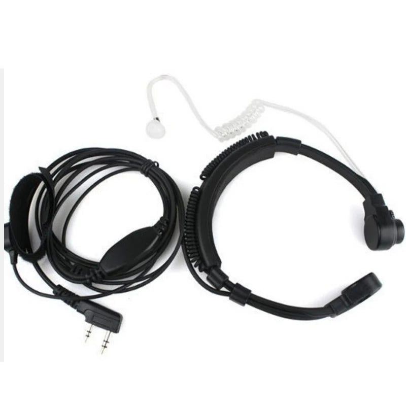 2 Pins K Type Tactical Walkie Talkie Earphone Headset with Throat Vibration Mic for Kenwood TYT BAOFENG 888s UV5R LINTON Radios