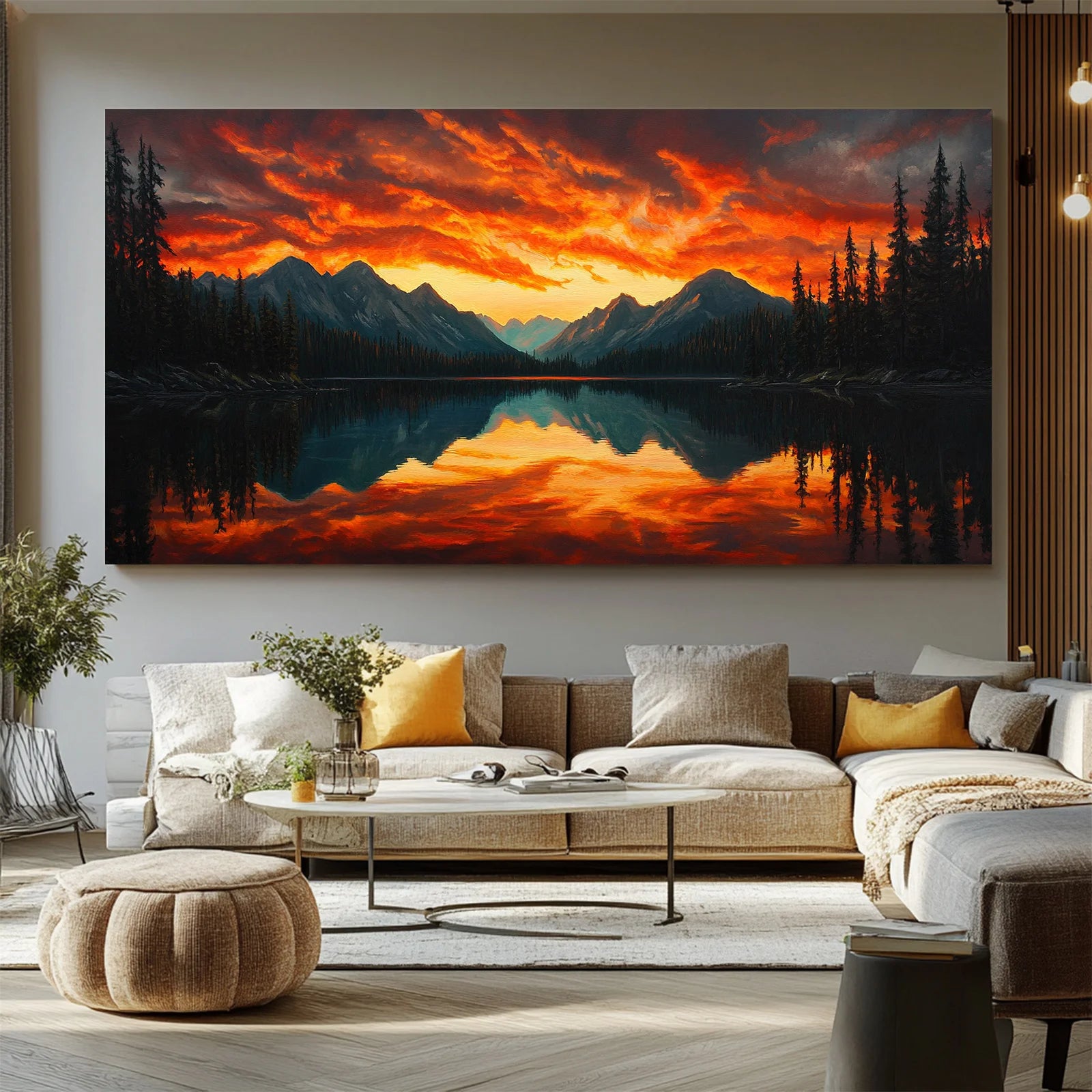 1PC Canvas Printed Stretch Frame Christmas Wall Decoration Sunflower Lakeside Scenery Still Life Watercolor Home Decoration