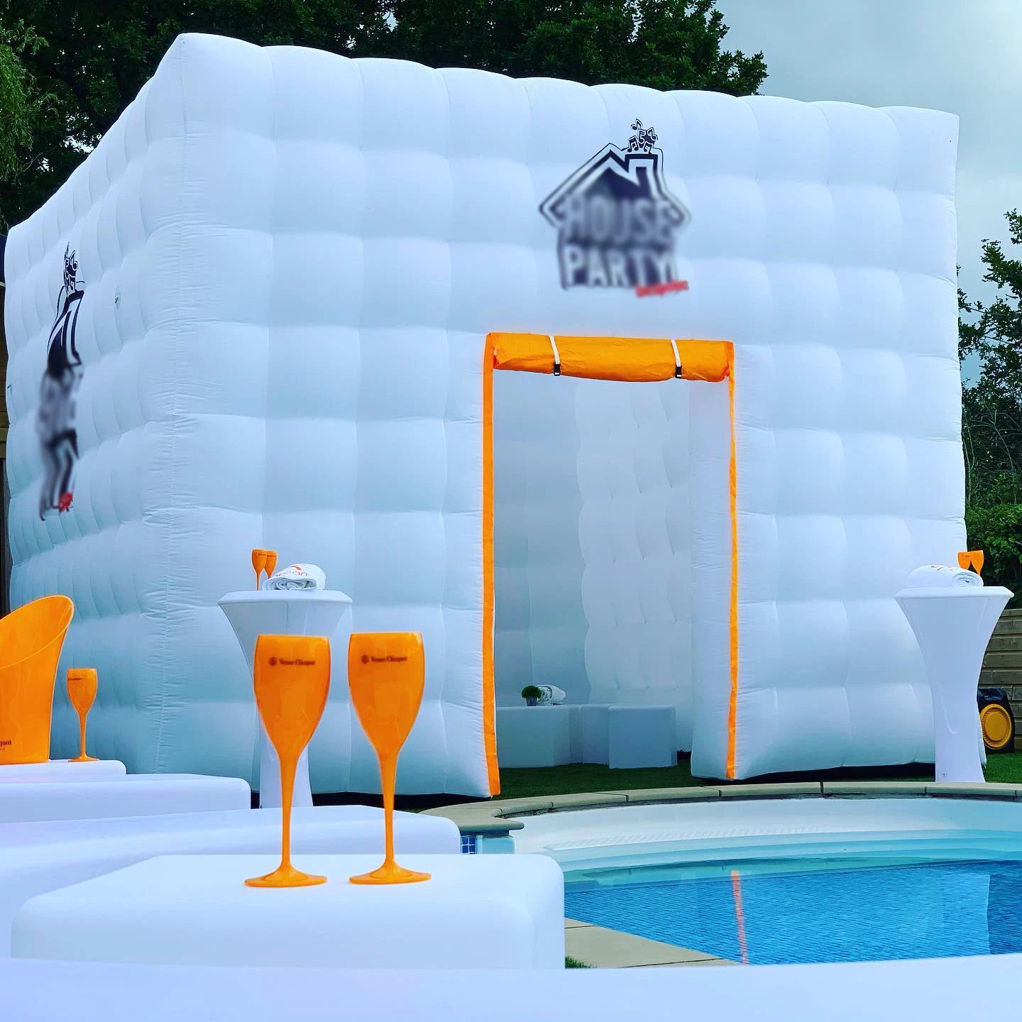 13x13ft Large White Pink Blue Blow up Inflatable Night Club Tent Disco Party Tent Portable Cube Inflatable Event Tent for Show