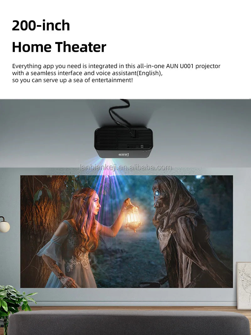 For for U001 Professional Video Projector 4K Full HD Android Auto Focus LED Lamp 1200 Lumens Portable Business Gym Game Outdoor