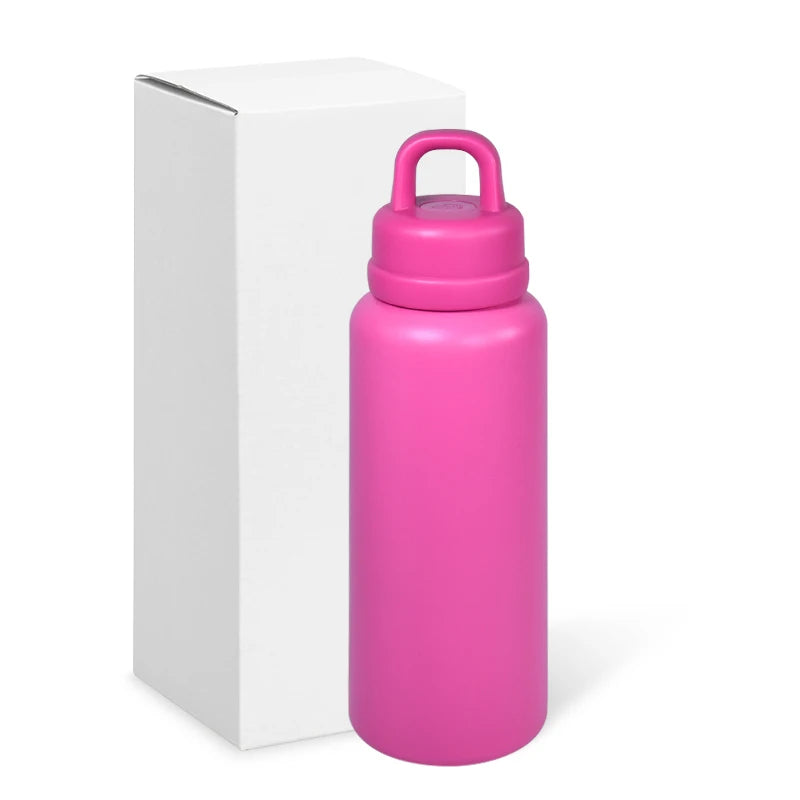 US RTS 26oz Stainless Steel Water Bottle Powder Coating Double Walled Tumbler Press Open Lid Vacuum Flask for Laser Hot Pink