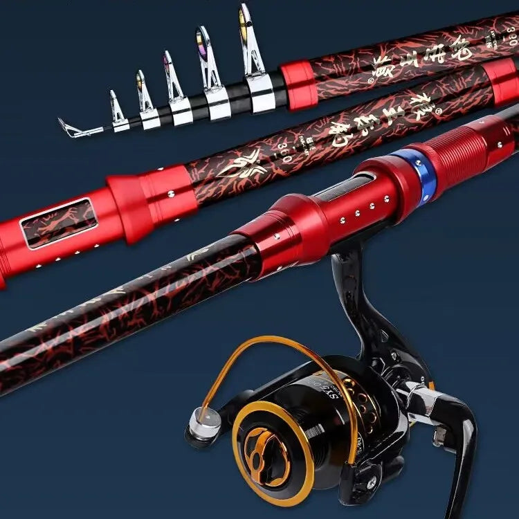 2.1m - 3.6m ultra Light ultra Hard 45-layer Fiberglass Telescopic Marine Saltwater Fishing Rod