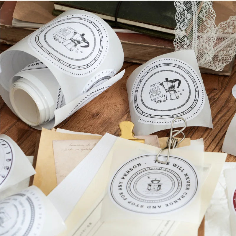 4 Rolls/box Combination Tape Time Track Series Retro Theme Handbook DIY Material Decorative Loop Stickers
