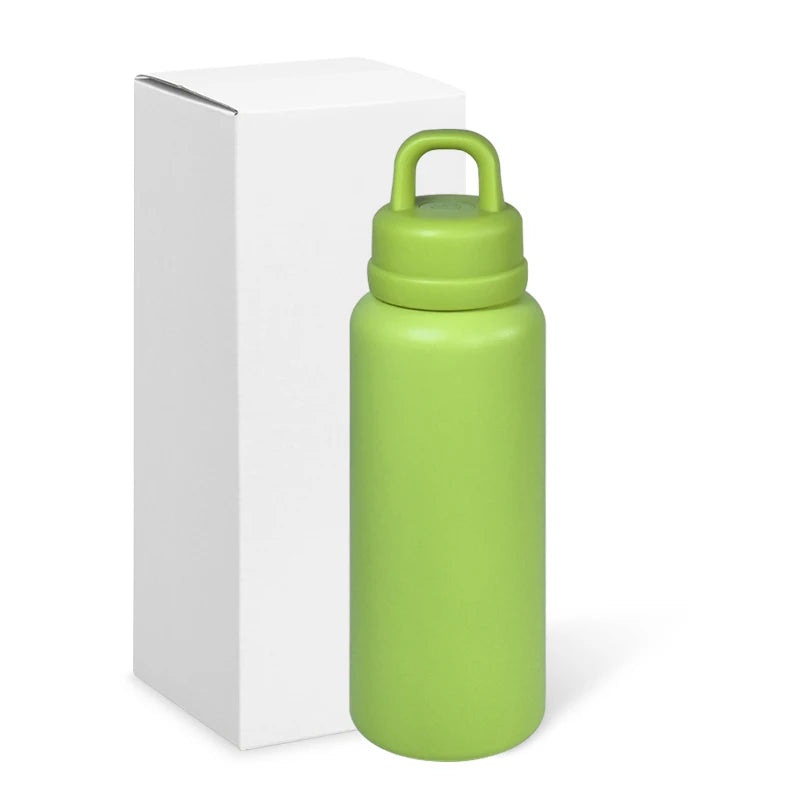 US RTS 26oz Stainless Steel Water Bottle Powder Coating Double Walled Tumbler Press Open Lid Vacuum Flask for Laser Green