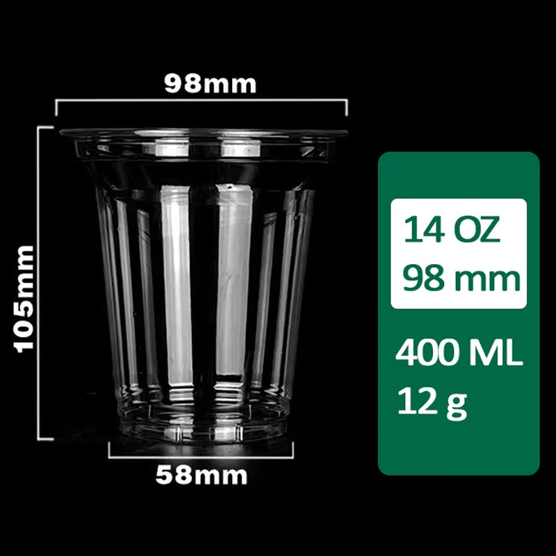 1,000 Count Custom Printing Disposable Clear PET Cup Lids Reusable Plastic Cup for Take Away Coffee Juice Drink Milk