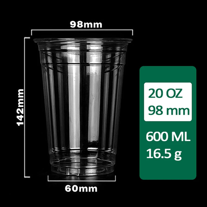 1,000 Count Custom Printing Disposable Clear PET Cup Lids Reusable Plastic Cup for Take Away Coffee Juice Drink Milk