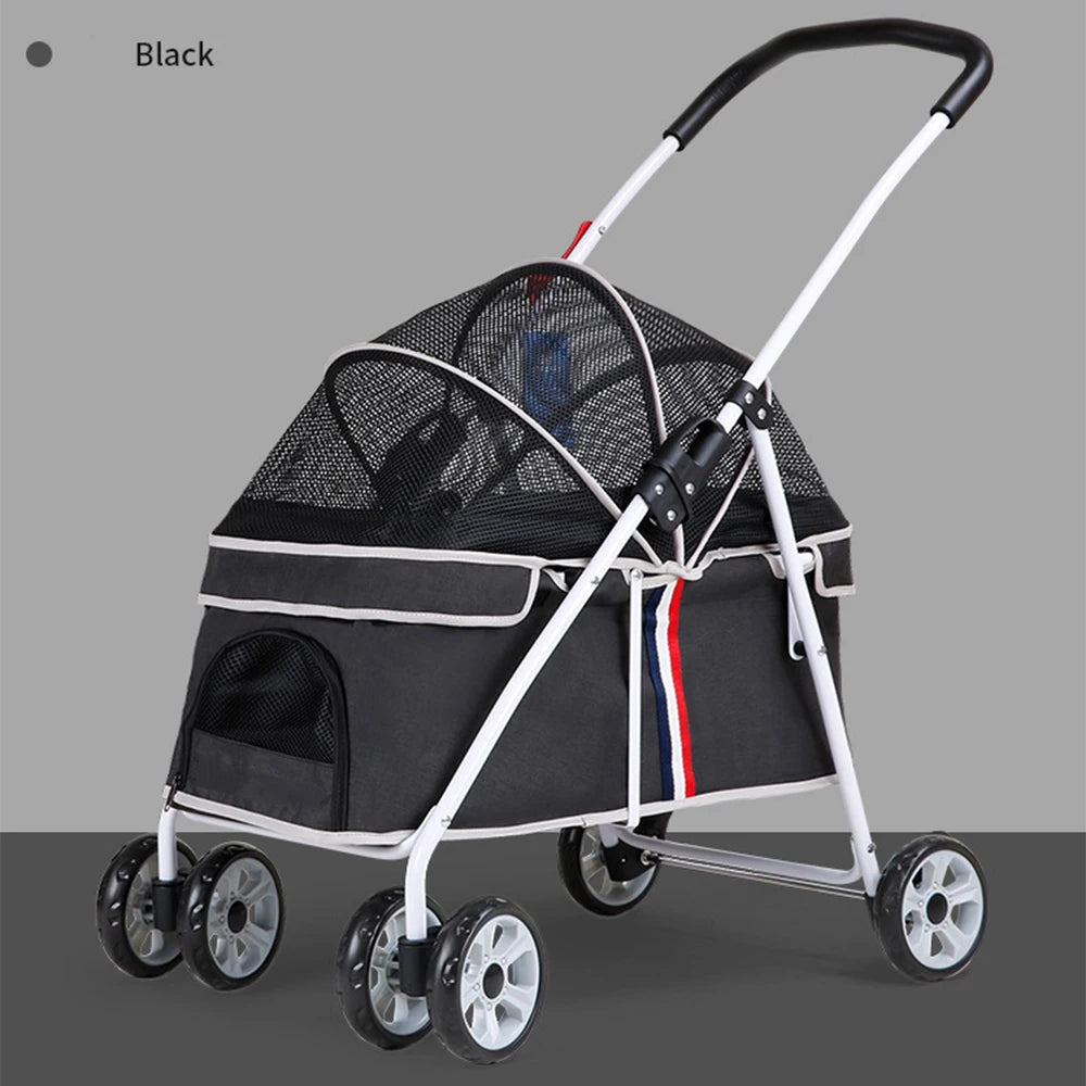 2021 Wholesale Luxury Folding Outdoor Dog Cat Strollers Pet Trolley for Sale Twin Pet Cart Fashion Durable Pet Carriers