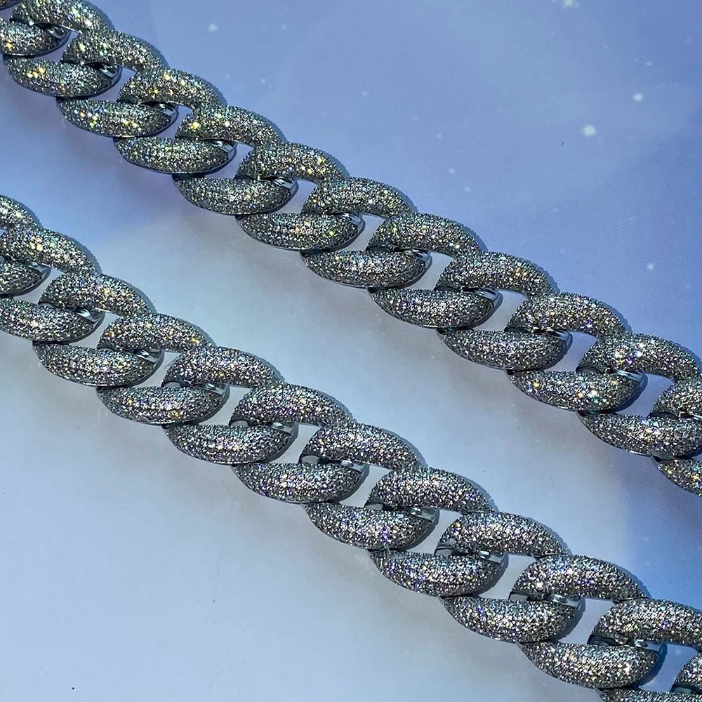 18mm Cuban Chain Link Necklace Iced Zircon Gold Plated Copper Hip Hop Jewelry for Men Women Multi Size Color Wholesale Custom