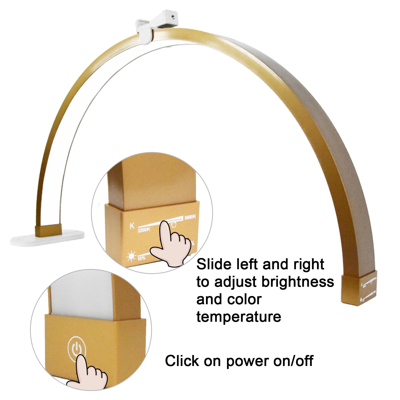 Golden Crystal Table Lamp High Quality 30inch Led Half Moon UV Nail Lamp With Phone Holder Desktop Arch Nail Lamp for Beauty