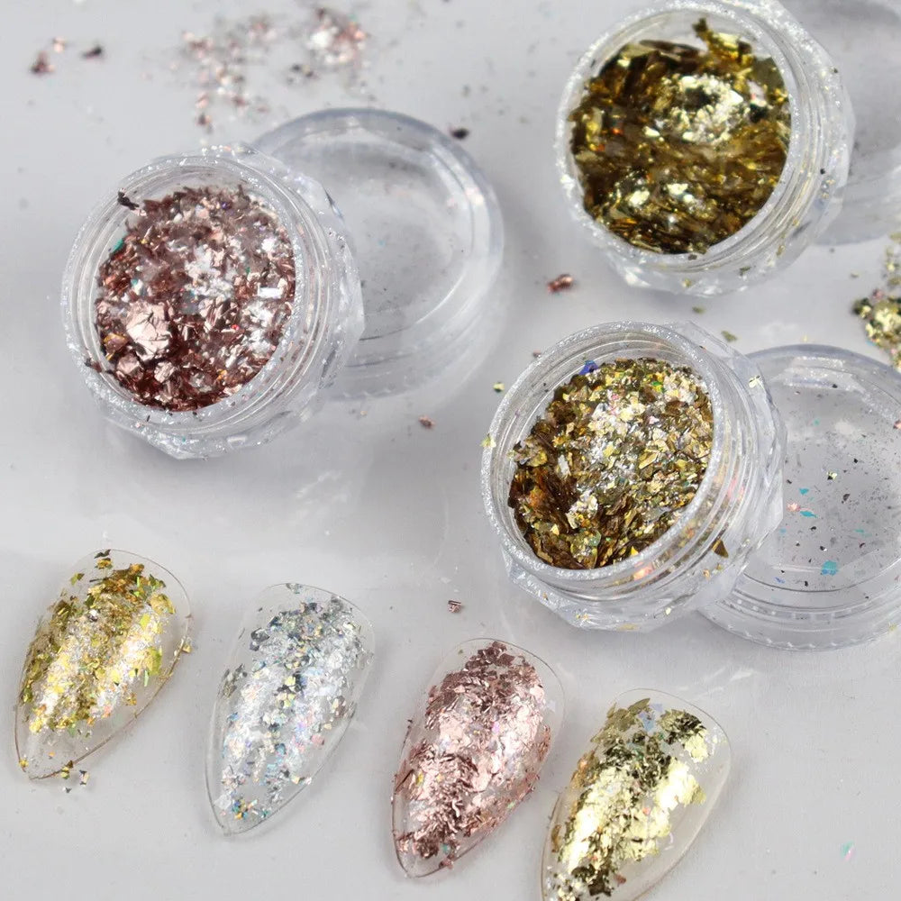 2024 New Nail Art Decoration Sparkling Powder Series DIY Other Nail Products Silver Foil & Powder Star Nail Supplies