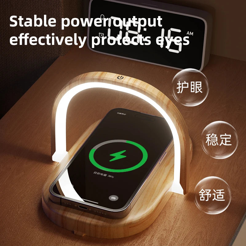 2024 New Products Smart Wireless Charger Table Lamps LED Night Light Bedside Desk Lamp Portable Custom Logo 2024