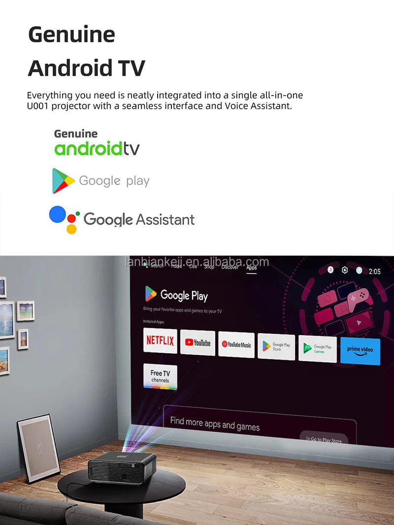 For for U001 Professional Video Projector 4K Full HD Android Auto Focus LED Lamp 1200 Lumens Portable Business Gym Game Outdoor