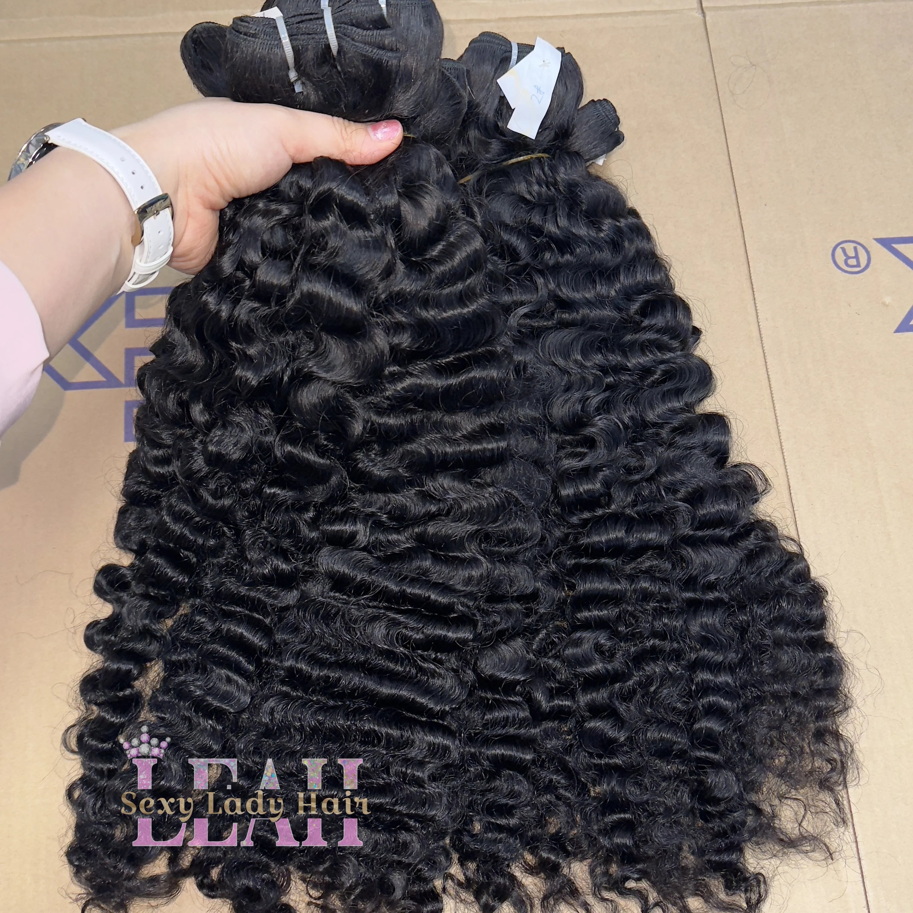 100% Unprocessed Natural Human Hair Raw Loose Deep Wave Hair Bundles Vietnamese Burmese Curly Textures for Birthday