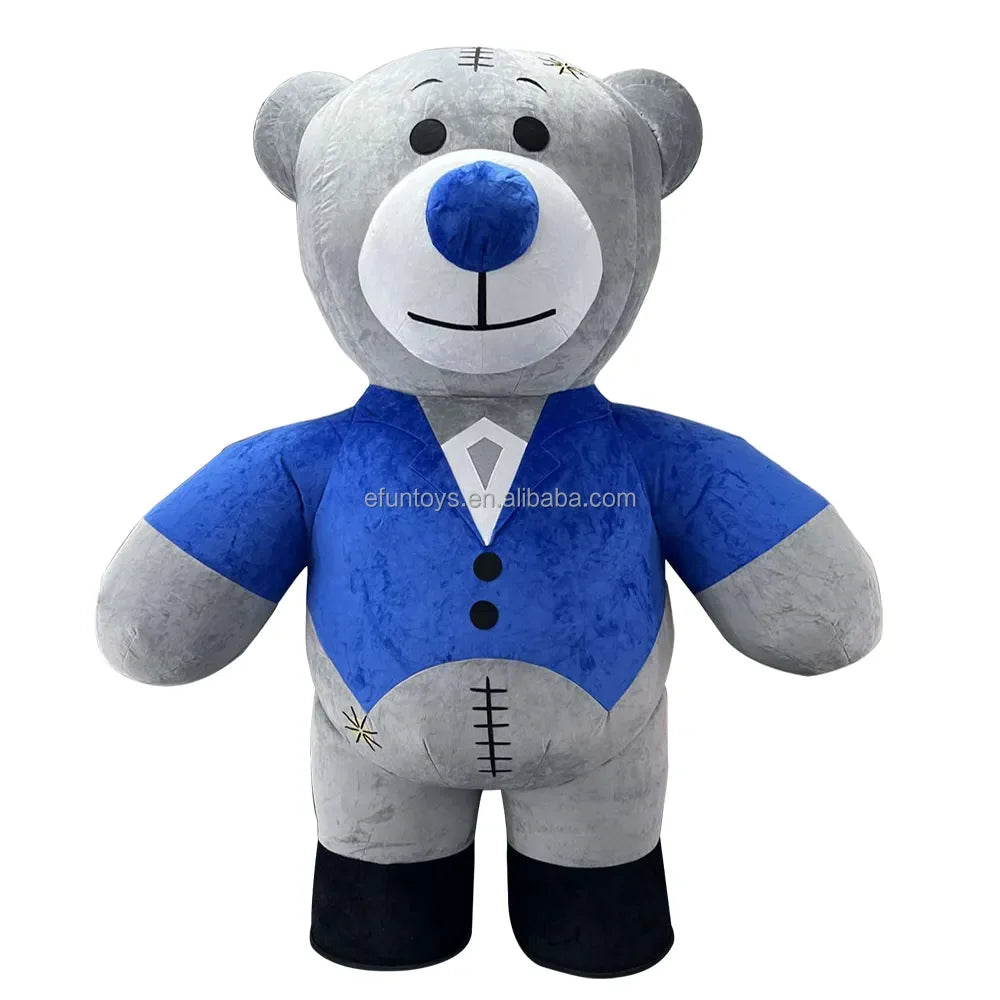Efun MOQ 1 Piece Giant Adult Inflatable Gray Bear Costume With Tuxedo for Wedding Performance Carnival Christmas Bear Mascot