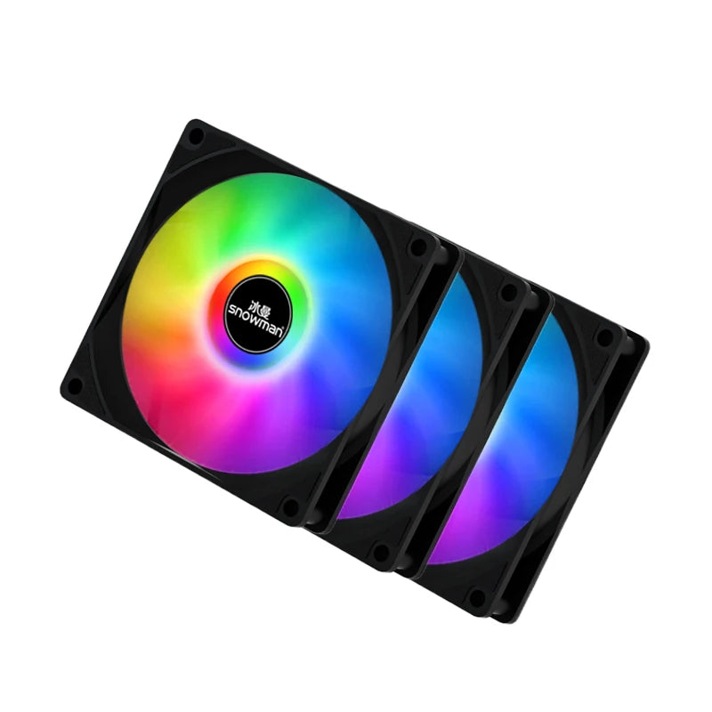 SNOWMAN Low Noise 12v 120mm Computer Case Fans Cooling Fan LED ARGB 120x120x25mm PC Cooling Case Fan