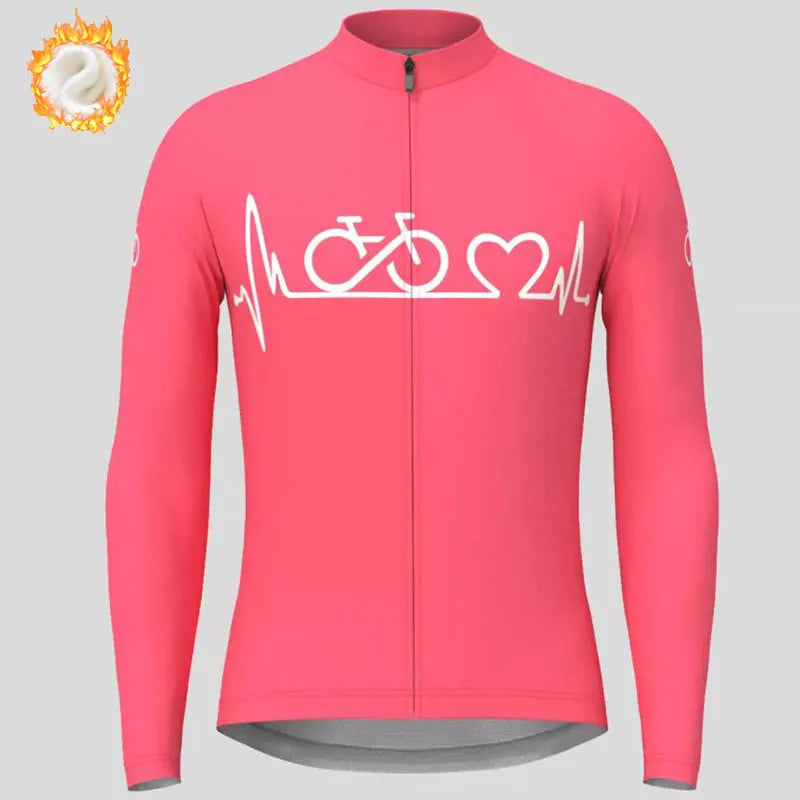 2022 Team Winter Cycling Jersey Men's Thermal Fleece Bicycle Clothing MTB Long Sleeve Warm Tops Road Bike Outdoor Sports Jacket