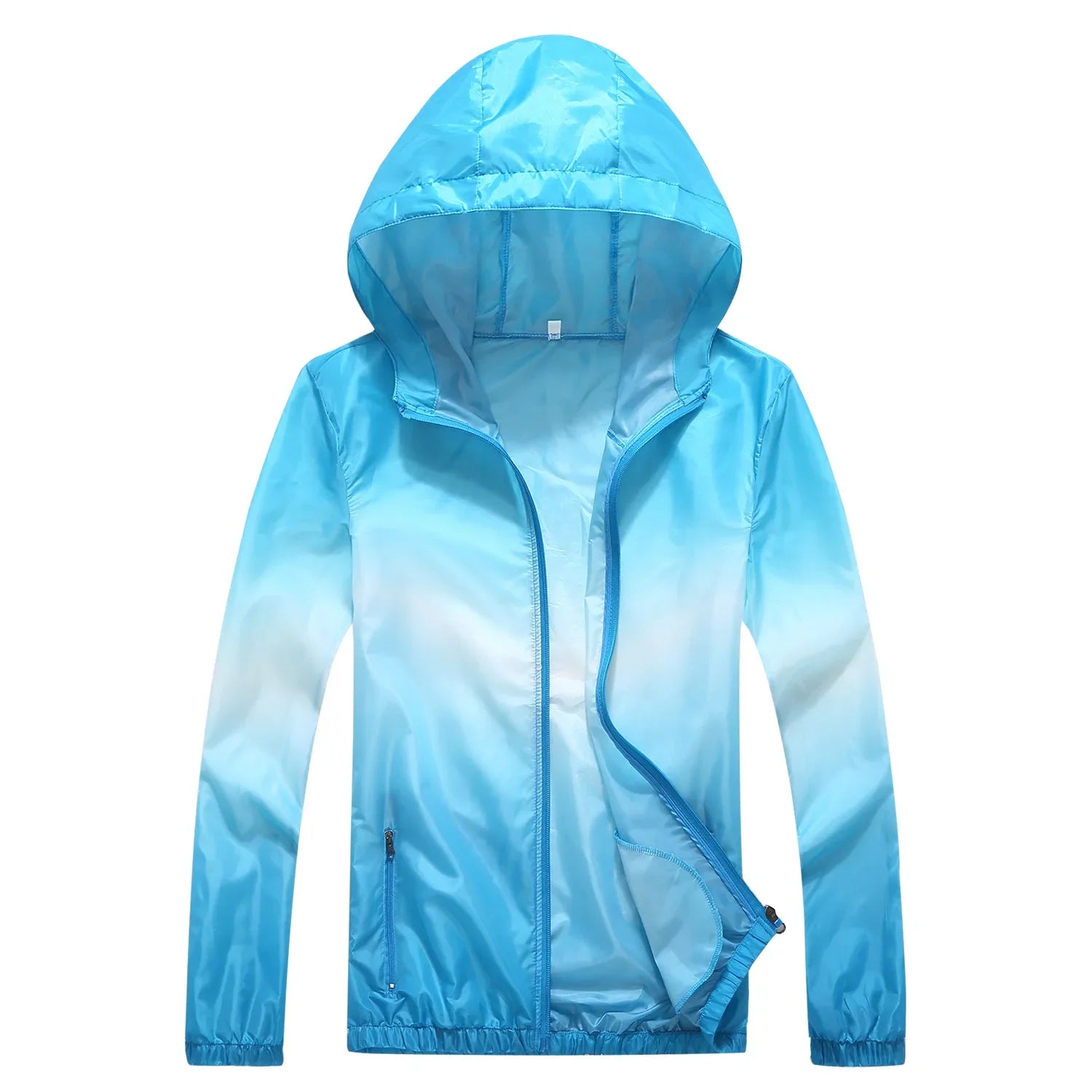 Lightweight Rongkun outdoor sports hooded polyester running jacket, summer UV resistant hiking and cycling jacket