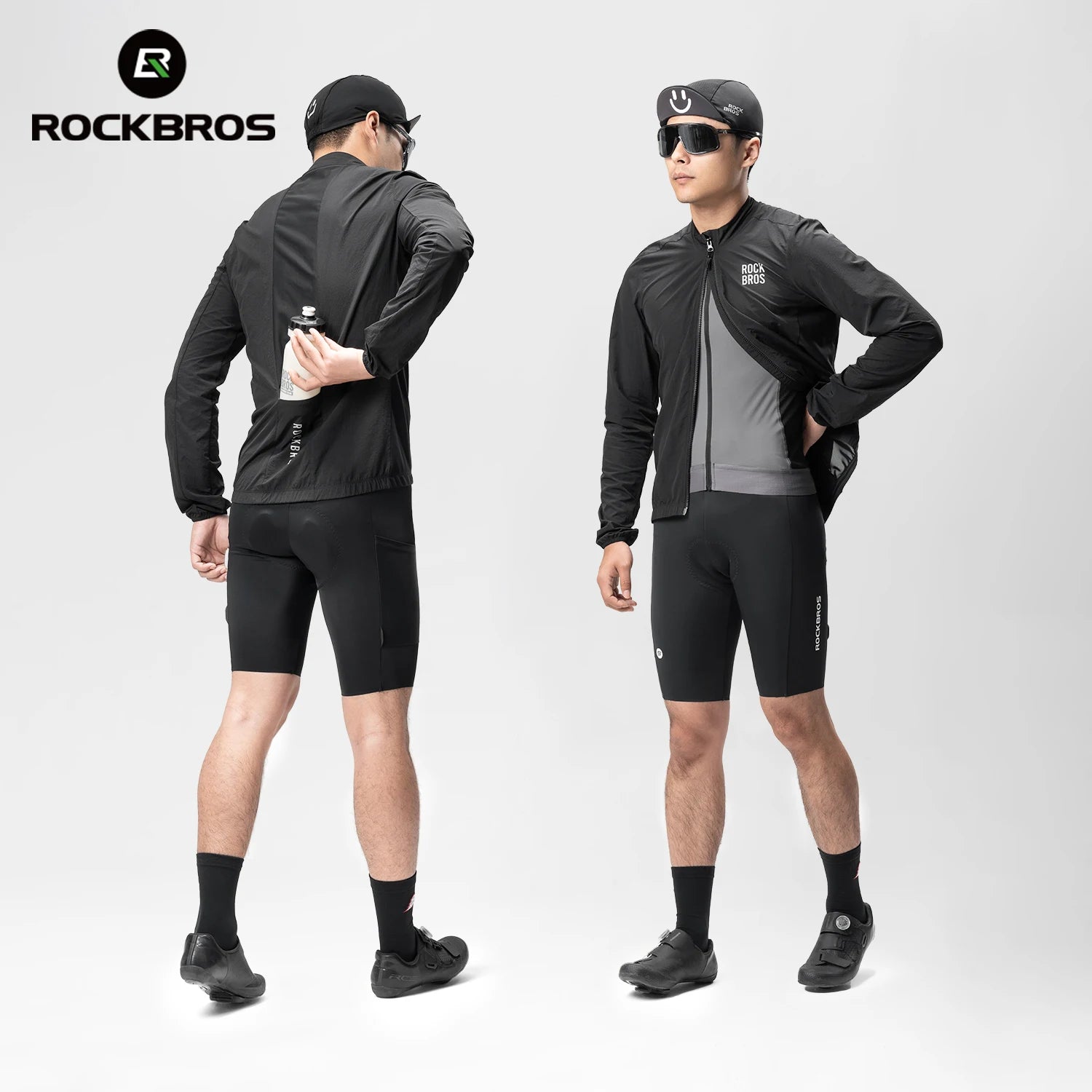 ROCKBROS Cycling Jacket Lightweight Windproof Clothing Long-sleeved Bike Windbreaker Reflective Breathable Jacket EUR Size