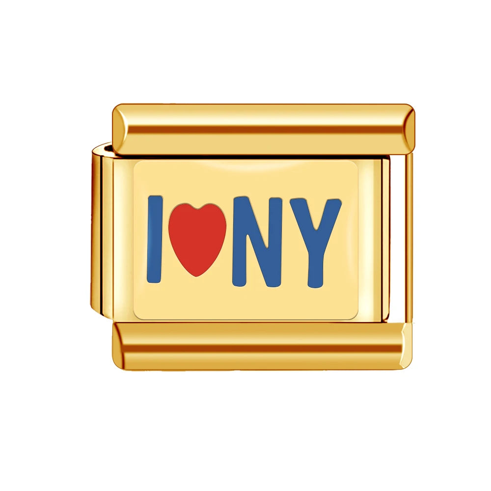 Gold Color Heart Sunflower Cherry Tai Chi Leopard Italian Charm Links Fit 9mm Bracelet Stainless Steel Men Women DIY Making Gift