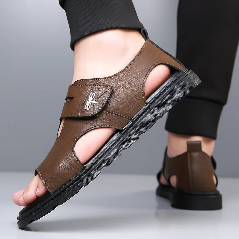 New Men's Sandals Fashion Brand Roman Sandals for Men Soft Bottom Comfortable Beach Shoes High Quality Leather Men Casual Shoes
