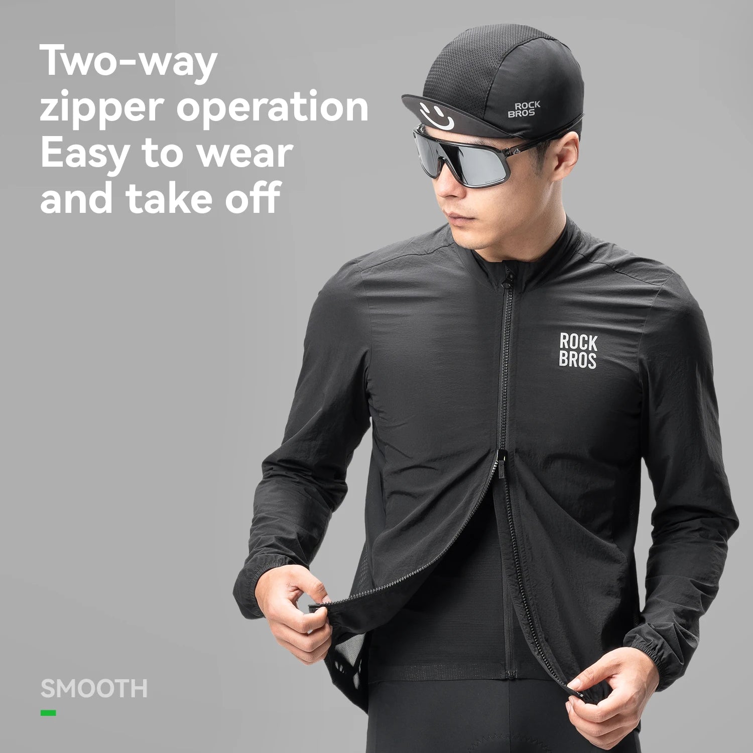 ROCKBROS Cycling Jacket Lightweight Windproof Clothing Long-sleeved Bike Windbreaker Reflective Breathable Jacket EUR Size