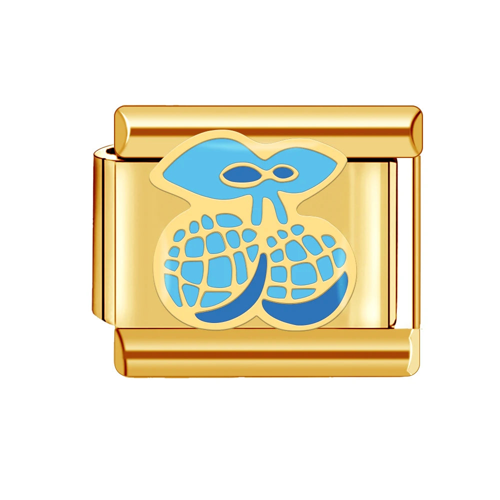 Gold Color Heart Sunflower Cherry Tai Chi Leopard Italian Charm Links Fit 9mm Bracelet Stainless Steel Men Women DIY Making Gift