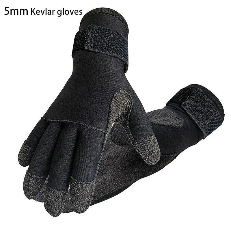 3/5mm Thicken Kevlar Diving Gloves Scratch Proof Fish Hunting Warm Gloves Deep Dive Underwater Spearfishing Skiing Gloves