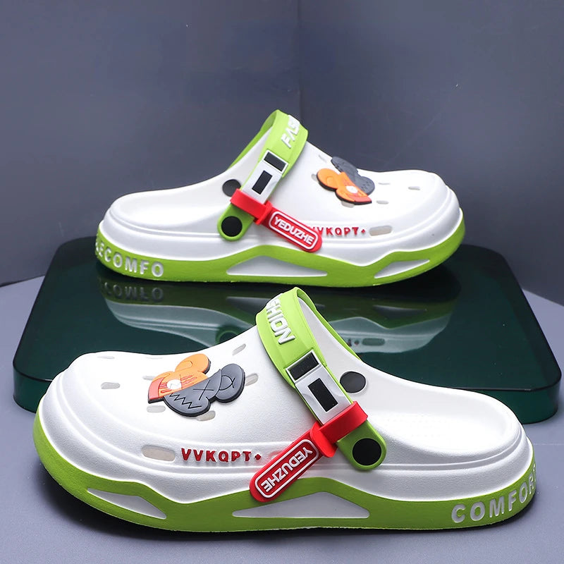 Summer Hole Shoes Men Wear Casual Fashion Non-slip Portable Sports Sandals Beach Step on Toe Breathable Slippers for Men Outdoor