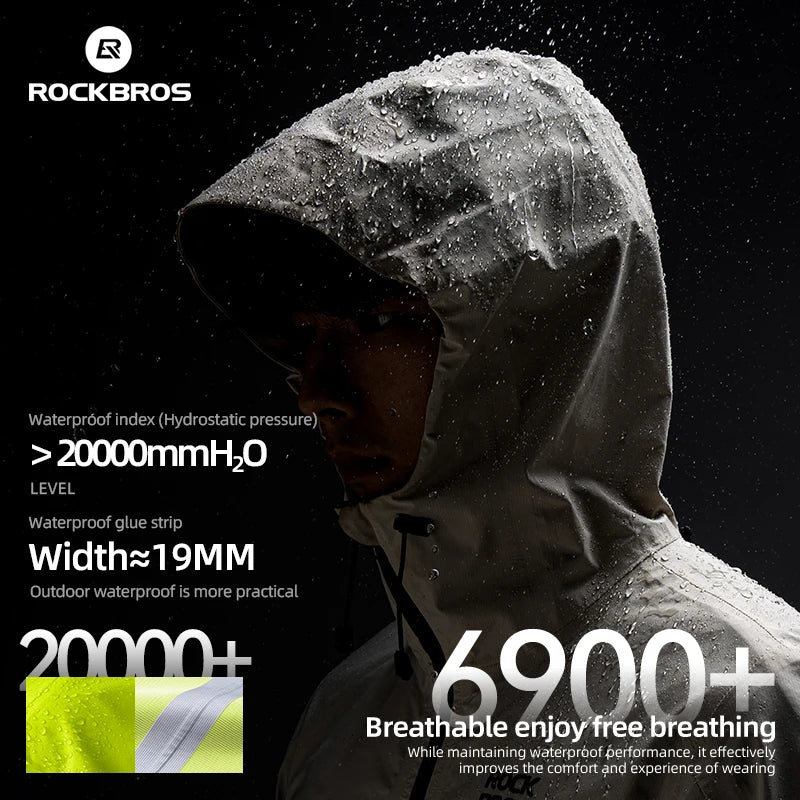 ROCKBROS Waterproof Cycling Jacket Raincoat Waterproof Breathable Outdoor Sport Windbreaker Cycling Hiking Men Women EUR Size